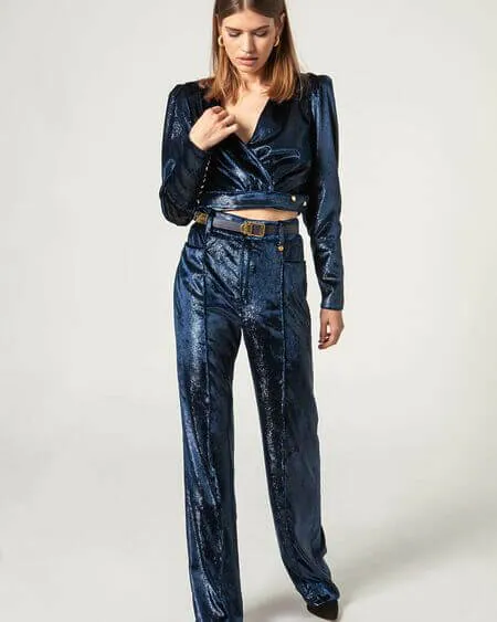 Las mejores ofertas en Pantalones de terciopelo azul sin marca para mujeres