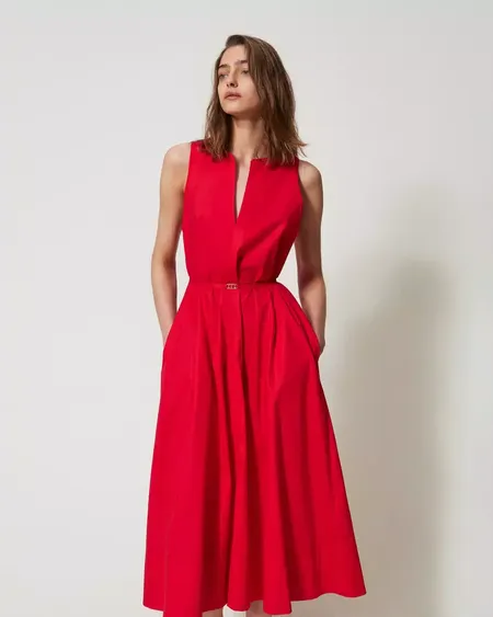 Vestido Popelina Evasé Red Twinset