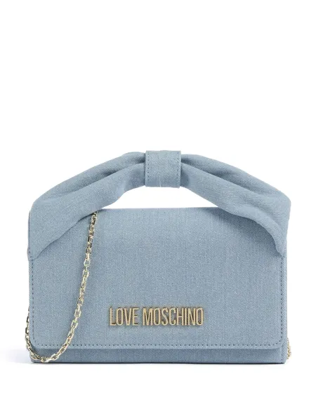 Bolso De Mano Denim Azul Claro Love Moschino