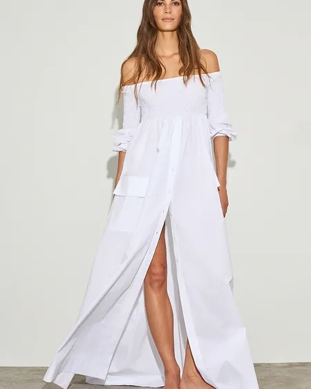 Vestido Maxi Fruncido Bsb