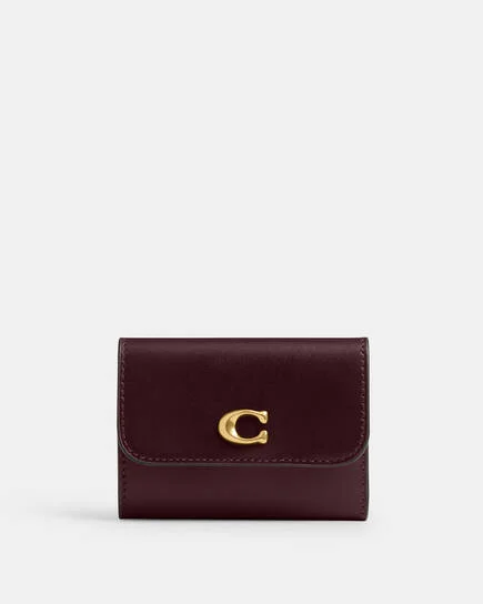 Colorblock Card Holder Wallet Burgundy Coach
