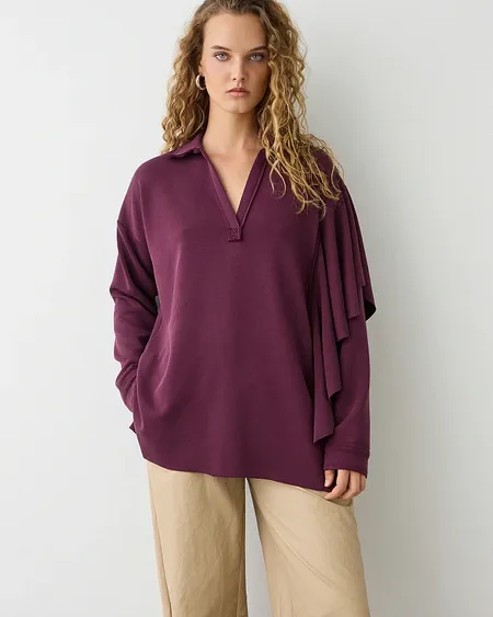 Blusa Con Cuello En V Y Volantes Bsb