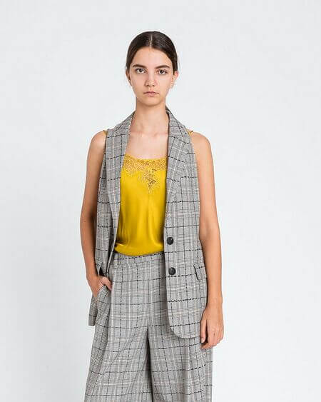 Chaleco Cuadros Gris Twinset