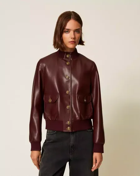 Chaqueta Efecto Piel Botones Twinset