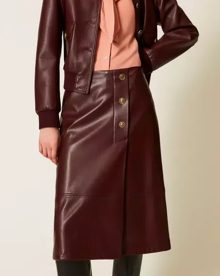 Falda Efecto Piel Botones Twinset