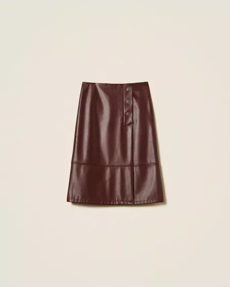Falda Efecto Piel Botones Twinset