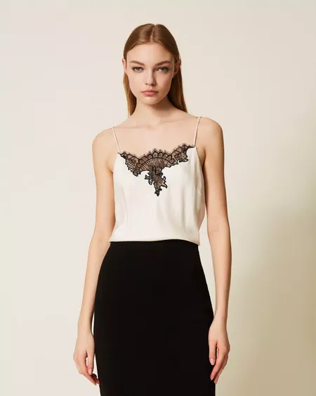 Top Raso Encaje Twinset