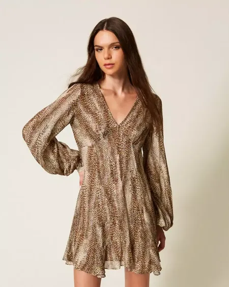 Vestido Crepé Animal Print Twinset