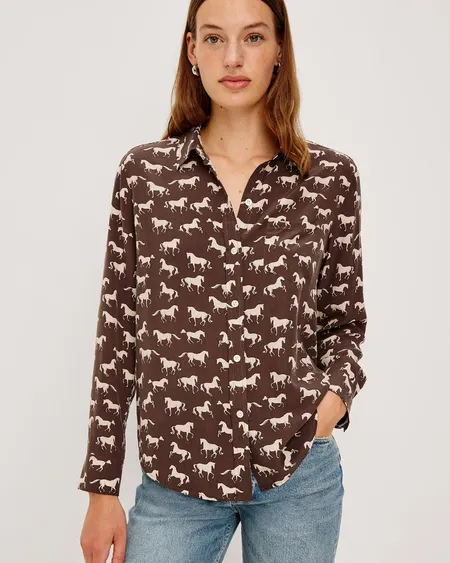 Camisa Katee Ivory Horses Rails