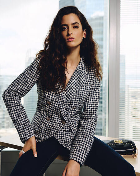 Chaqueta Recta Cruzada Pata de Gallo Vjean Morgan De Toi