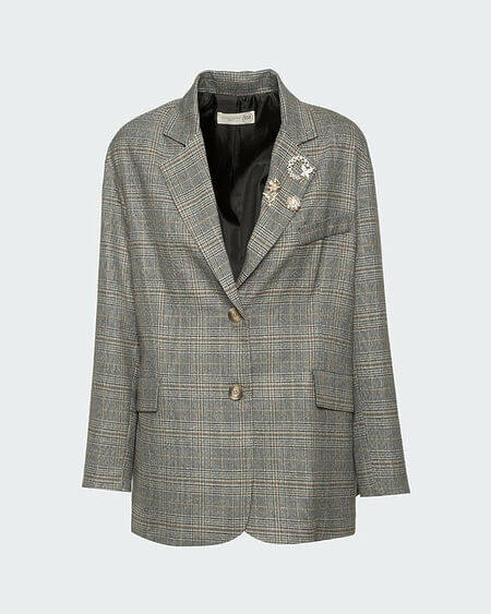 Blazer A Cuadros Con Alfileres Bsb