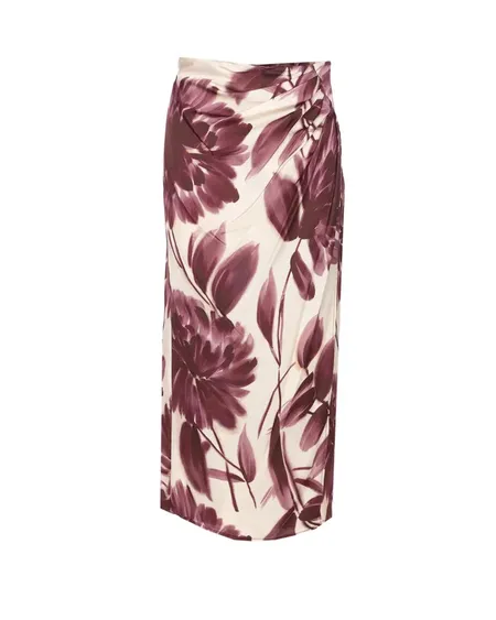 Falda Midi Estampado Floral Burdeos Twinset
