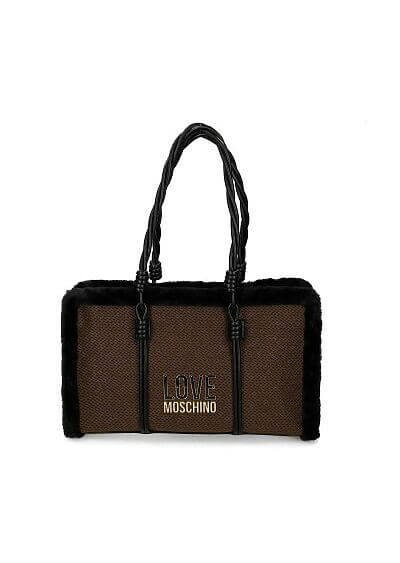 Bolso Tote Pelo Chocolate Love Moschino