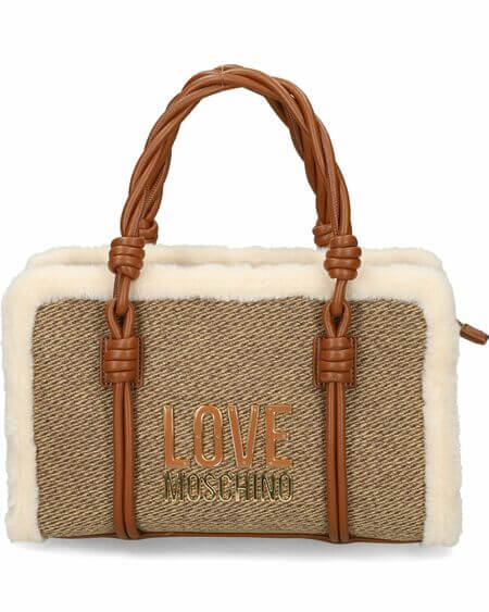 Bolso Tote Mini Pelo Beige Love Moschino