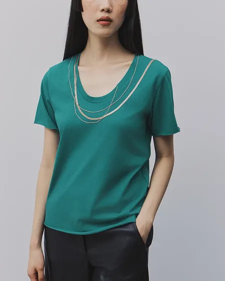 Blusa Manga Corta Bordado Cadenas Bsb