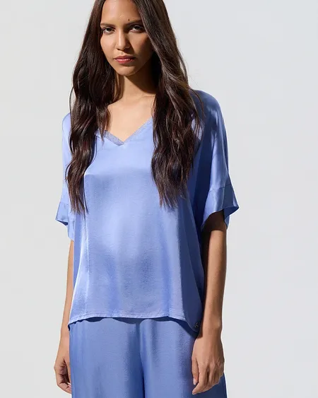 Blusa De Satén Con Eescote De Lurex Bsb