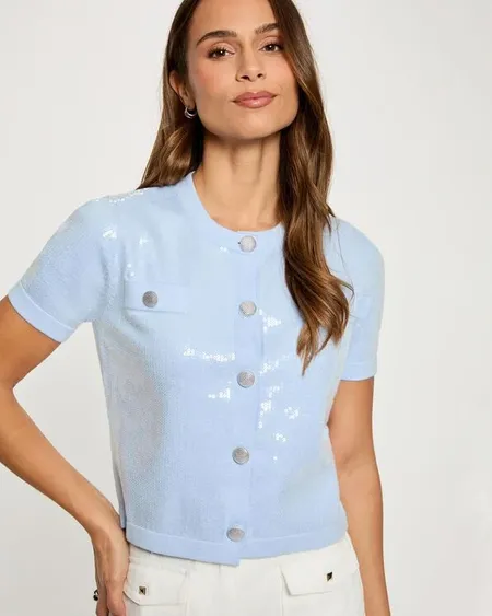 Cárdigan Manga Corta Lentejuelas Morgan De Toi