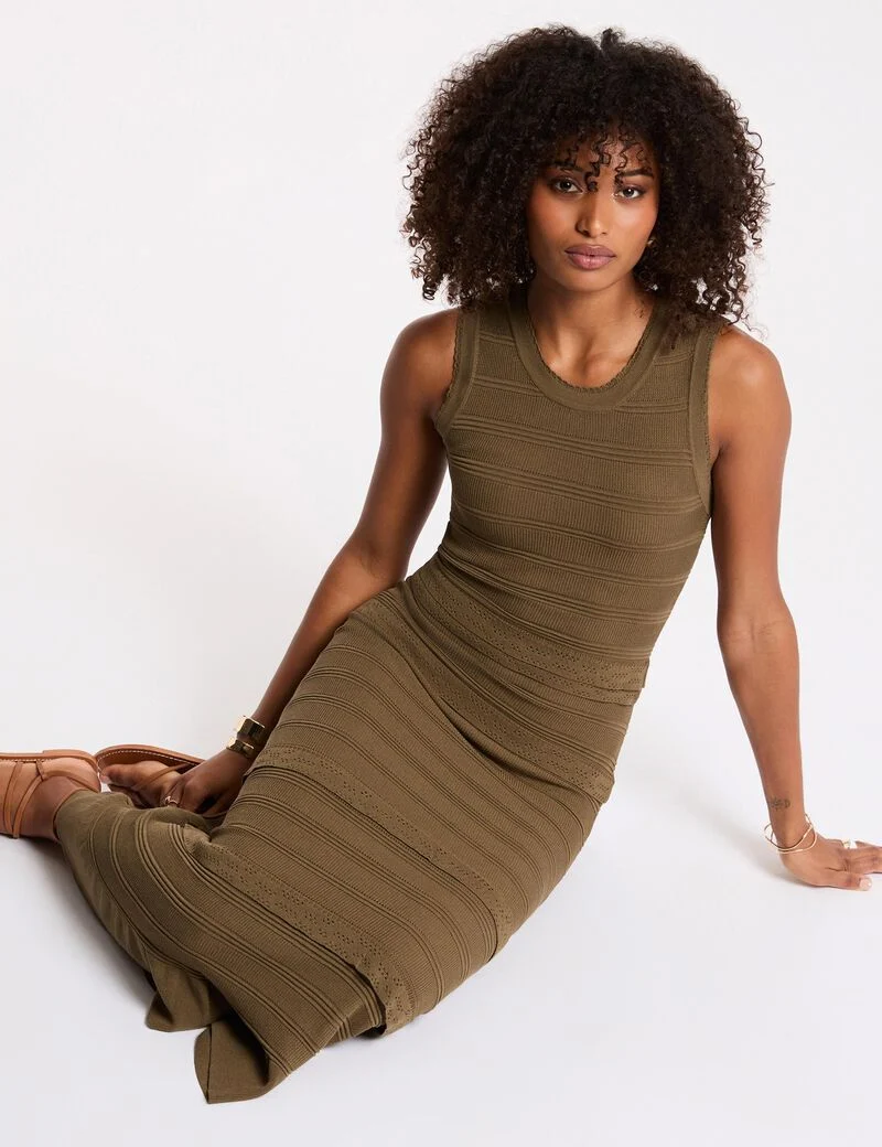 robe-tricot-longue-cintree-vert-kaki-femme-vue5-32536311049391145