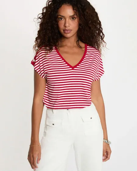 Camiseta De Rayas Con Cuello V Morgan De Toi