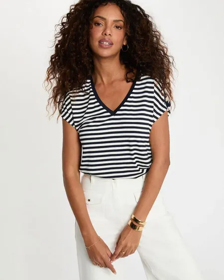 Camiseta De Rayas Con Cuello V Morgan De Toi