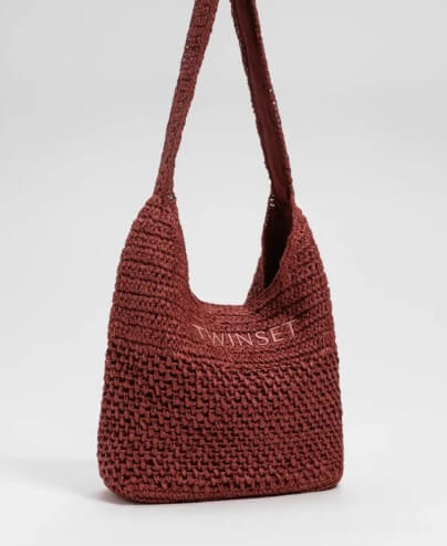 Bolso Hobo Rafia Henna Brown Twinset