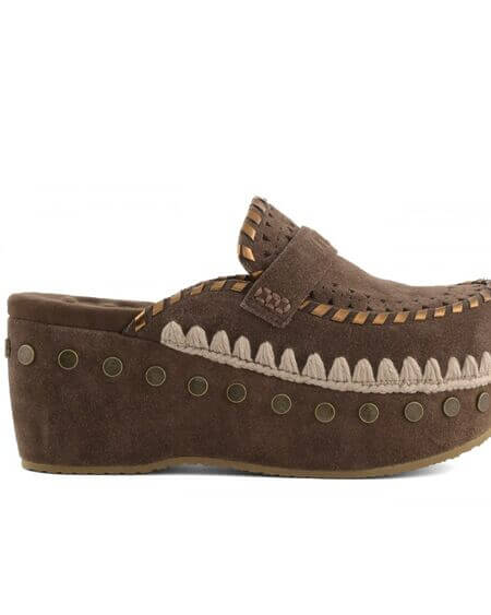 Clog Leather Overstitching Mou