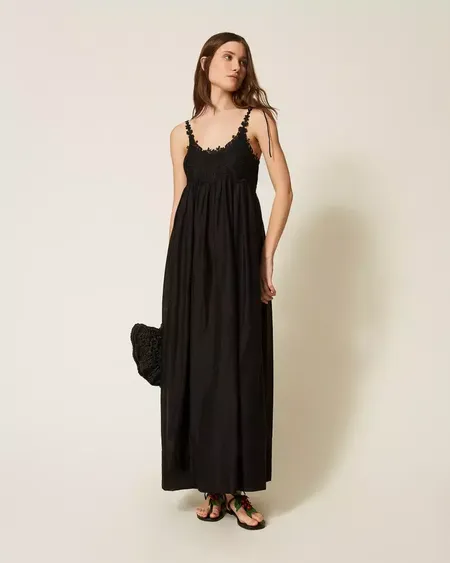 Vestido Muselina Encaje Black Twinset