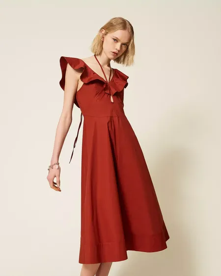 Vestido Popelina Volantes Twinset