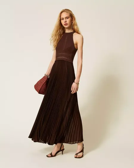 Vestido Punto Georgette Plisado Twinset