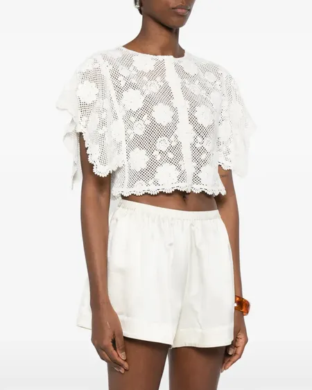 Top Crochet White Twinset