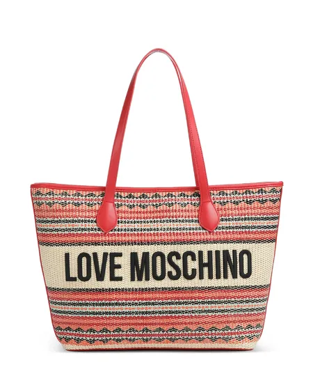 Bolso Tote Rayas Rojo Love Moschino