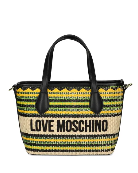 Bolso Tote Mini Rayas Verde Love Moschino