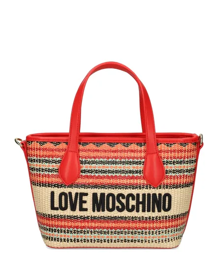 Bolso Tote Mini Rayas Rojo Love Moschino