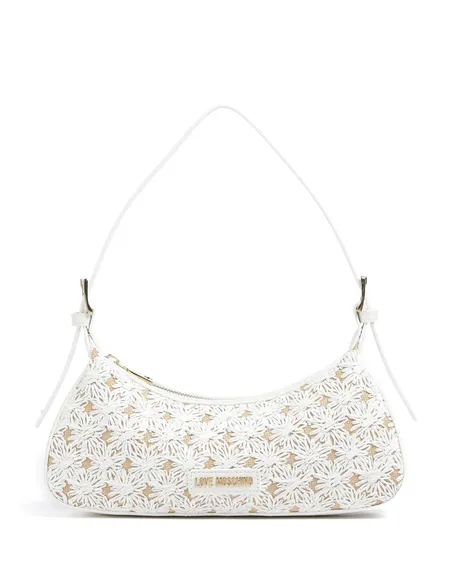 Bolso Flores Rafia Blanco Love Moschino
