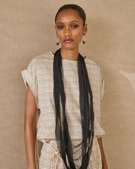 Blusa Rayas Collar Souvenir