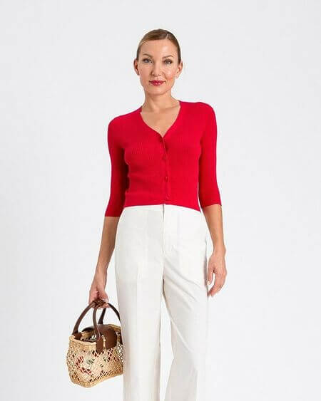 Cárdigan Algodón y Seda Rojo Twinset