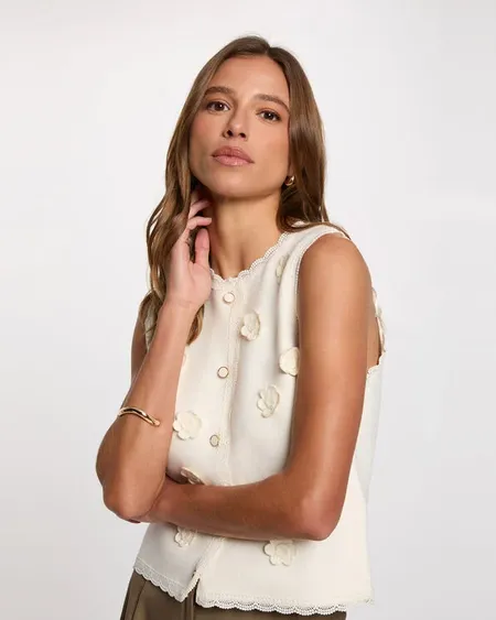 Chaleco Apliques Crochet Mfleur Morgan De Toi