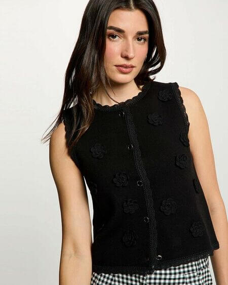 Chaleco Apliques Crochet Mfleur Morgan De Toi