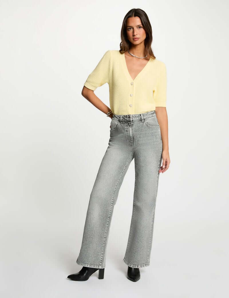 gilet-ajuste-col-v-jaune-pastel-femme-vue5-32536311048821191