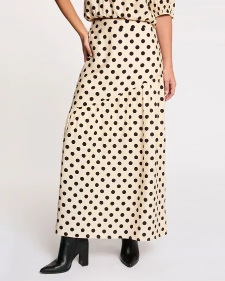 Falda Larga Fluida Lunares Jovita Morgan De Toi