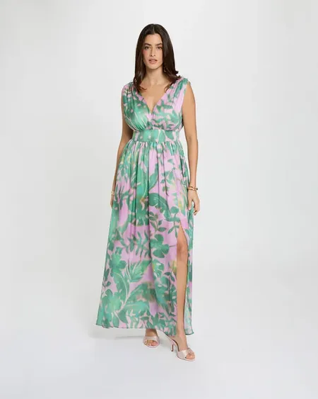 Vestido Largo Cuello V Relif Morgan De Toi