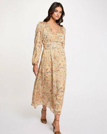 Vestido Largo Mangas Abullonadas Multicolor Rboho Morgan De Toi