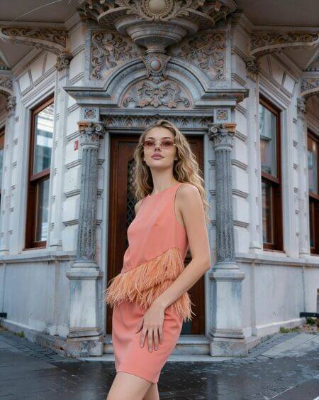 VESTIDO CORTO PLUMAS MOSKADA EDICION LIMITADA