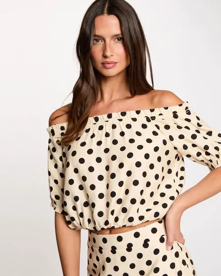 Top Fluido Lunares Cuello Bardot Ovita Morgan De Toi