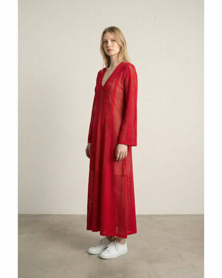 Vestido Punto Flores Rojo Twinset