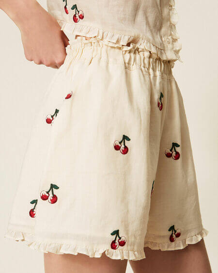Pantalón Bordado Cerezas Twinset