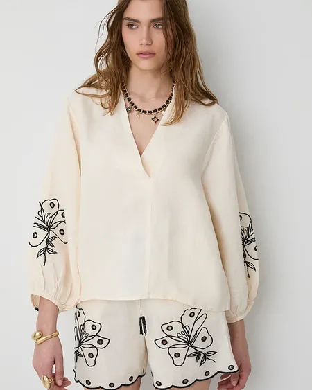 Blusa Manga Larga Con Bordados