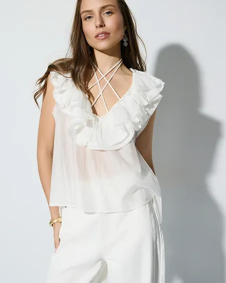 Blusa Sin Mangas Con Volantes Bsb