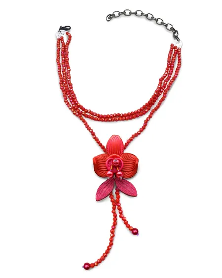 Collar Orquídea Rojo Aura Lausett