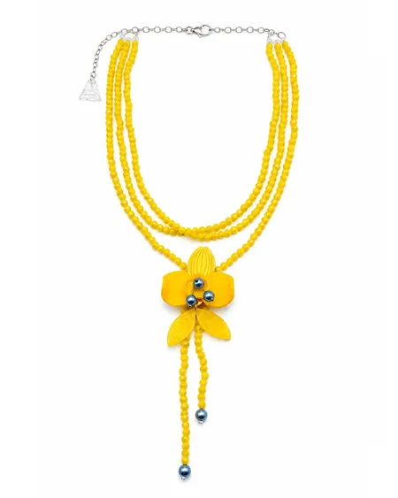 Collar Orquídea Amarilla Aura Lausett